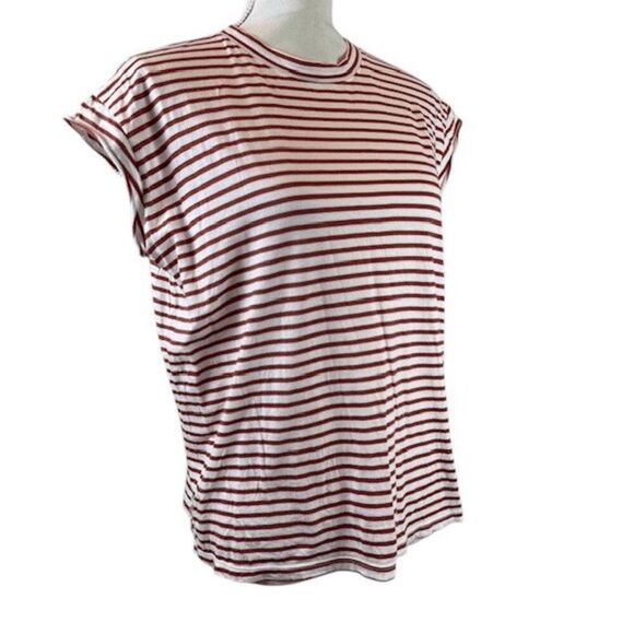 AYR The Supercool Tee Brick Lane Striped Pima Cotton Cap Sleeve Oversized Small - Picture 2 of 11